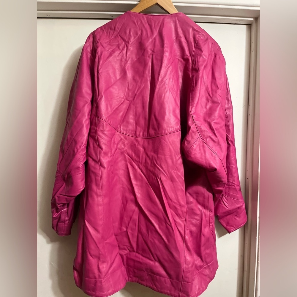 Vintage BETTINA 1980s Pink Leather Jacket Sz 16/36 Women - Picture 4 of 7